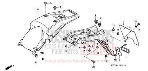 GARDE-BOUE ARRIERE (XR400RT,V,W,X-ED/DK/U) XR400RV de 1997